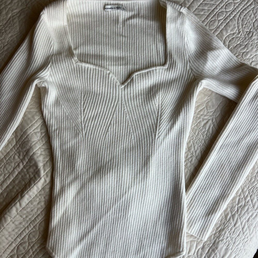 Abercrombie & Fitch Cream ribbed bodysuit